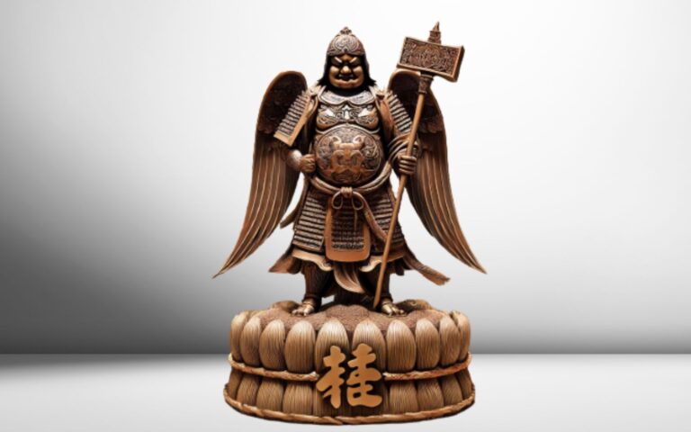 ikoku with hammer japanese bronze sculpture